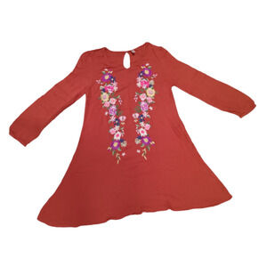 Embroidered southwestern peasant popover pocket tunic in rust